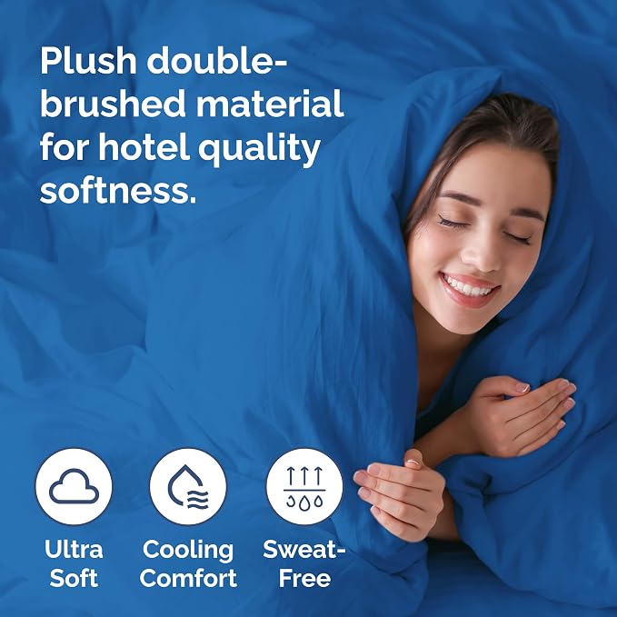 Duvet Cover Full Size - Soft 3 Piece with Zipper Closure - Royal Blue | Extra Soft, Breathable, Full Duvet Cover 80" x 90" with 2 Pillow Shams, Zipper Closures & Ties, Women, Men, Kids & Teens