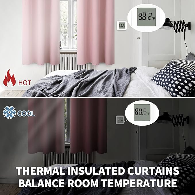 BGment Pink Room Darkening Curtains 72 Inch for Bedroom - 2 Panels | Grommet Top, Light-Blocking, Sunblock, Thermal Insulated, Window Drapes for Kids Boys Room, 42x72 Inch