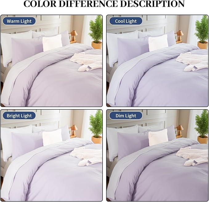 NEXHOME PRO Full Duvet Cover Set, 100% Washed Cotton with Linen-Like Texture, Natural Organic, Breathable & Comfortable, Includes Home Bedding Set Lilac (No Comforter) 80"x90"
