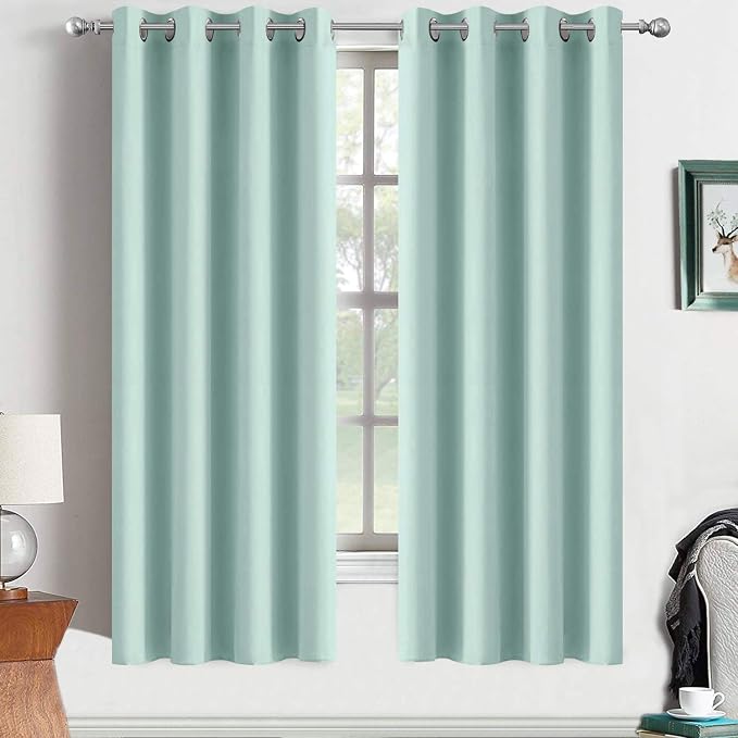 Yakamok Room Darkening Curtains 52x72 inch Length Aqua-Living Room | 2 panels,grommet blackout window treatment,thermal insulated,light blocking drapes,privacy protection,bedroom dining room