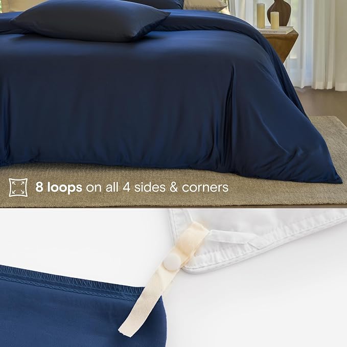 DOZ Duvet Cover Set, 100% Viscose derived from Bamboo, Organically Grown, Buttery Soft, Cooling Duvet Covers, High GSM, 1 Duvet Cover and 2 Pillowcases, 106"x90" (Sapphire, King/Cal King)