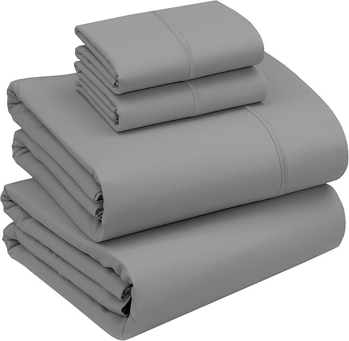 RUVANTI 100% Cotton Percale Sheets, Full Size, Dark Gray | Crisp Cooling, Deep Pocket 16", Soft Breathable & Durable, Hotel-Style, 4 Piece Set