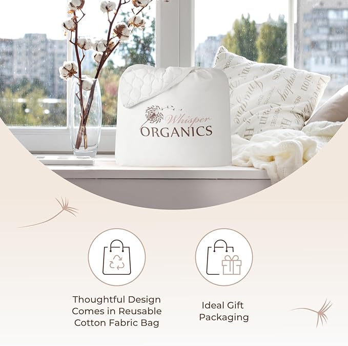 100% Cotton Organic Mattress Pad - Breathable & Cooling Mattress Protector Cal King - Premium 300GSM Quilted and Machine Washable - Fairtrade & GOTS Certified Bed Protector (White, Cal King)