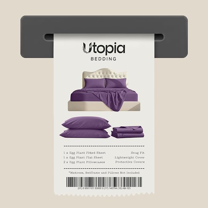 California King Sheets Set, 4 Pieces 16" Deep Pocket Bed Sheets, Egg Plant | Extra Soft Bedsheet Set, Comfy & Breathable Cooling Sheets, Wrinkle & Fade Resistant, Fitted Sheet, Flat Sheet, 2 Pillowcases