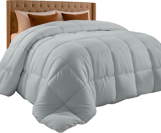 Utopia Bedding Twin Comforter, Duvet Insert, Light Grey, 64 x 88 Inches | Soft and Fluffy Down Alternative Bed Comforter, All Season, Breathable, Corner Tabs, Box Stitched, Durable, Machine Washable