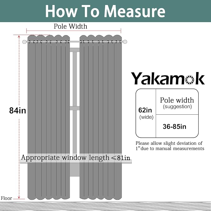 Yakamok Room Darkening Curtains 62x84 inch Length Olive Green-Living Room | 2 panels,grommet blackout window treatment,thermal insulated,light blocking drapes,privacy protection,bedroom dining room