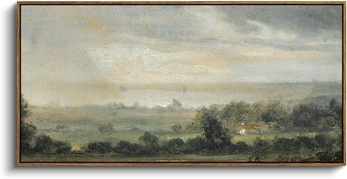 InSimSea Extra Large Framed Vintage Wall Art, Wild Field Sky Prints,20x40In | Living Room Country Farmhouse Decor, Canvas Landscape Long Picture for Bedroom Above of Bed