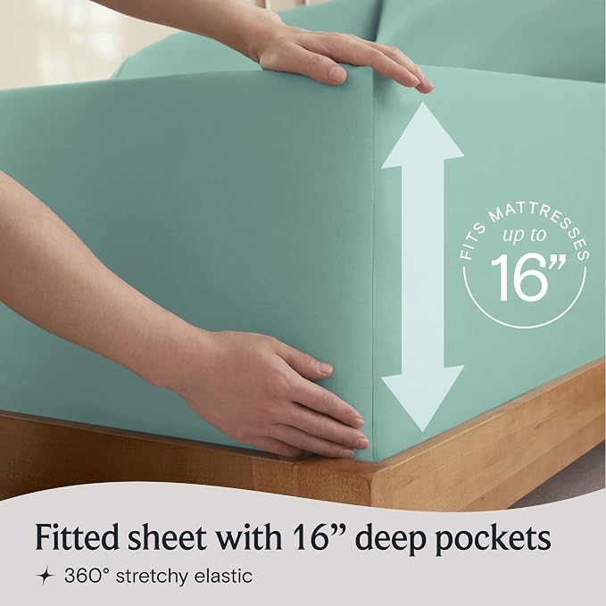 LuxClub 3 PC Twin Sheet Set, Deep Pockets Wrinkle Free Cooling Bed Sheets Hotel Bedding for Women, Men, Kids & Teens, Includes 1 Fitted Sheet, 1 Flat Sheet and 1 Pillowcase-Silky Soft Light Teal | LUXCLUB Cooling Twin Size Fitted Sheet & Pillowcase Set...