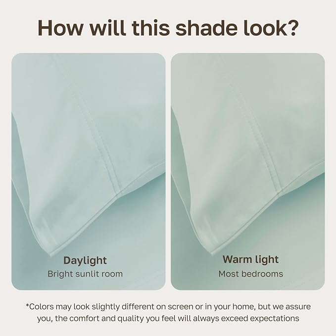 California Design Den Luxury 600 Thread Count Full Size Sheet Sets, Seafoam | 100% Cotton Sateen Backed by Good Housekeeping Seal, Soft & Smooth, 16" Deep Pocket, All-Around Elastic, Durable, Easy Care