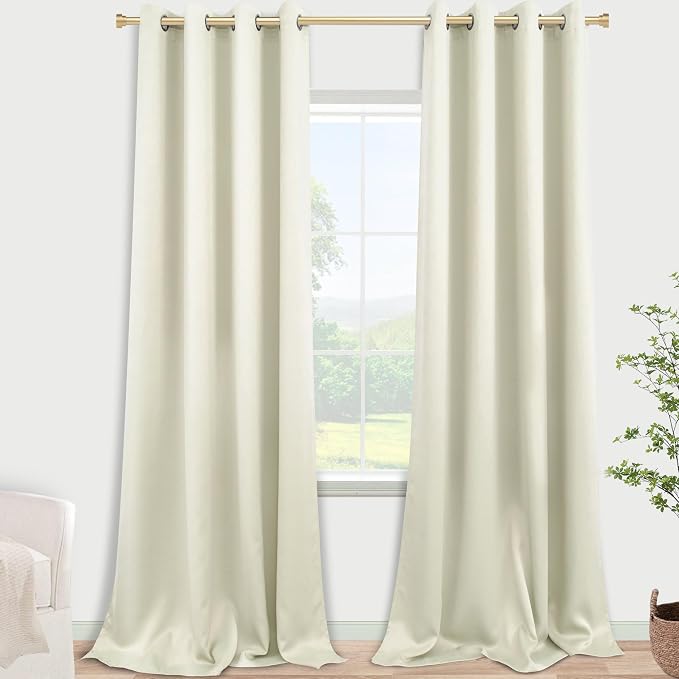 KOUFALL 132 Inch Blackout Curtains, 11FT High Ceiling Extra Long Grommet Drapes for Living Room Bedroom, 2 Panels Set, 11 FT Length 52'' W x 132'' L Inches, Cream Beige