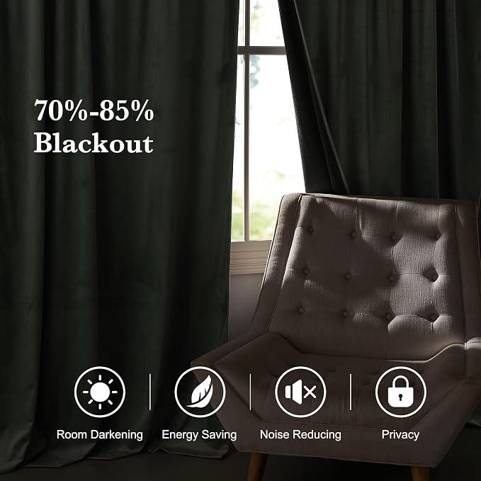 RYB HOME Auqa Velvet Curtains 84 inches for Bedroom Living Room | Thermal Insulated, Privacy UV Blocking, Noise Reducing, Energy Saving, Luxury Window Decor for Kids Room, W52 x L84, 2 Panels