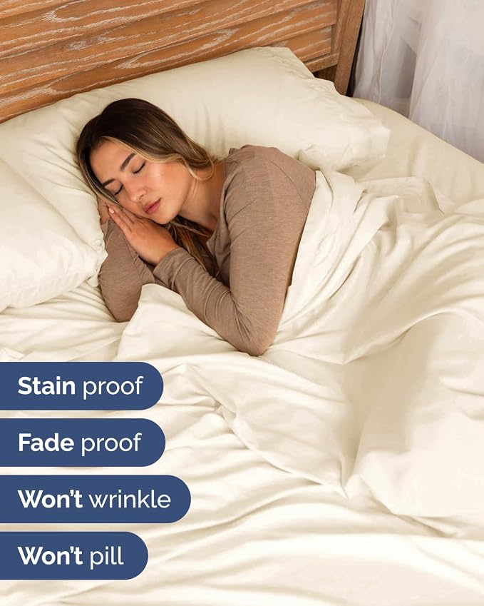 Extra Deep Flex Top Split Head King Sheet Set - 6 Piece Breathable and Cooling Sheets - Hotel Luxury Bedding for Women, Men, Kids & Teens - Easy Secure Fit - Extra Deep Pockets - Off White
