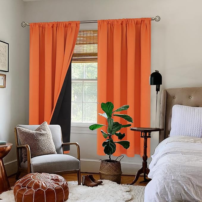 BGment Burnt Orange Blackout Curtains for Bedroom 72 Inch Length 2 Panels | Thermal Insulated, Full Room Darkening Noise Canceling, Living Room Curtains with Rod Pocket, 52 x 72 Inch