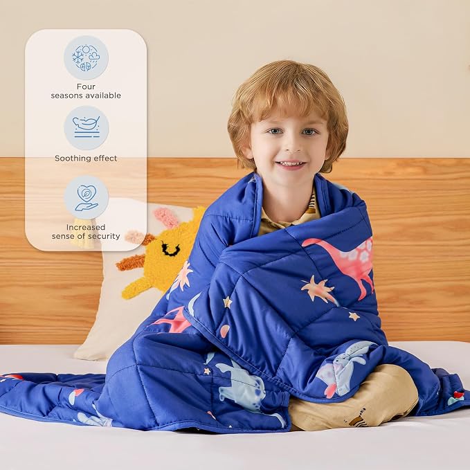 Weighted Blanket - 3 lbs Dinosaur Blue Heavy Blanket - Small Size Breathable Lap Blanket(36 * 48 inches, 3 lbs)