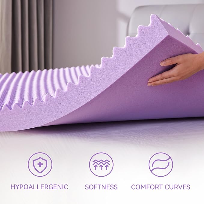 SINWEEK 1.5 Inch Egg Crate Memory Foam Mattress Topper Twin Size, Soft Mattress Pad for Back Pain Relief, Bed Topper, CertiPUR-US Certified