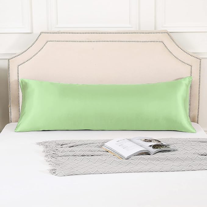 Body Pillow with Satin Pillowcase, Body Pillow for Adults, Removable Cover, Green (20"x54") | 20"x54", Removable Cover, OEKO-TEX Certified Down Alternative Filling,Washing Machine