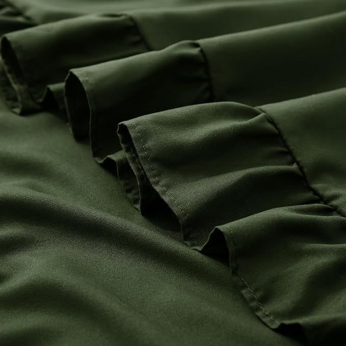 KKJIAF 2 Pack Ruffle Pillow Cases 18x18 Inches, Olive Green | Square Ruffled Pillow Covers, Microfiber Wrinkle Resistant Pillow Shams with Envelope Closure for Sofa Bed Living Room