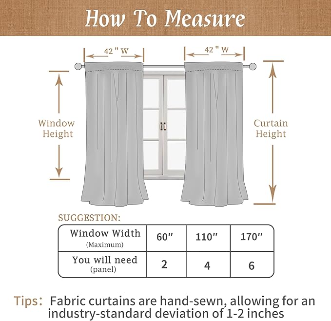 84 Inch Oatmeal 100% Blackout Linen Curtains 84 Inch for Living Room | Privacy Bedroom Curtains, Room Darkening Neutral Panels, Rod Pocket Back Tab, with White Liner, 2 Panels, 42 x 84 Inch