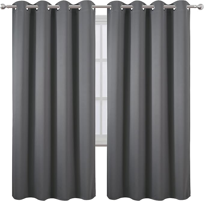 Grey Blackout Curtains/52 x 72 Inch/Set of 2 Panels Thermal Insulated Room Darkening Curtains for Bedroom