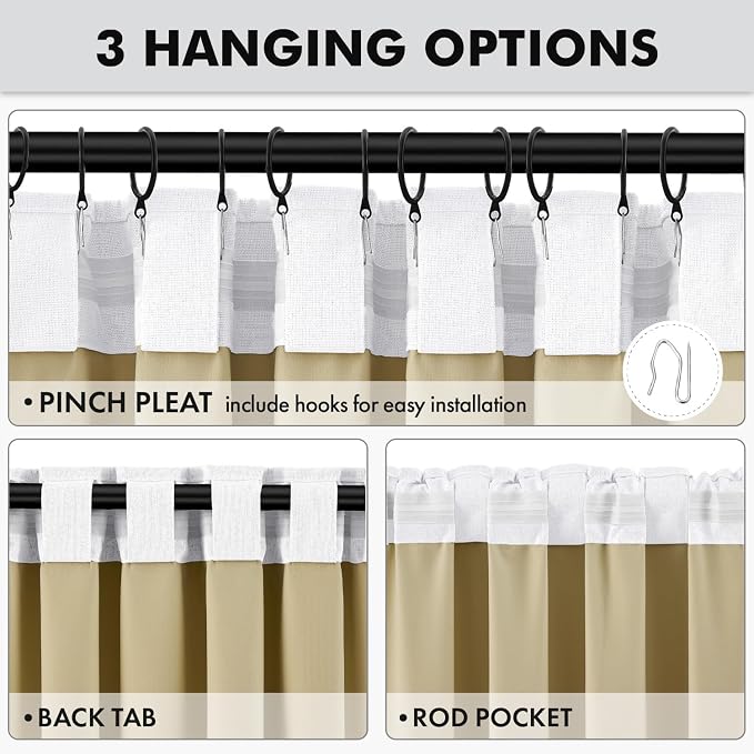 MIULEE 100% Blackout Linen Curtains 42 x 90 Inch Bright White 2 Panels | Thermal Insulated, Room Darkening Drapes for Bedroom Living Room, Back Tab Rod Pocket Pinch Pleated, Solid Luxury Decor