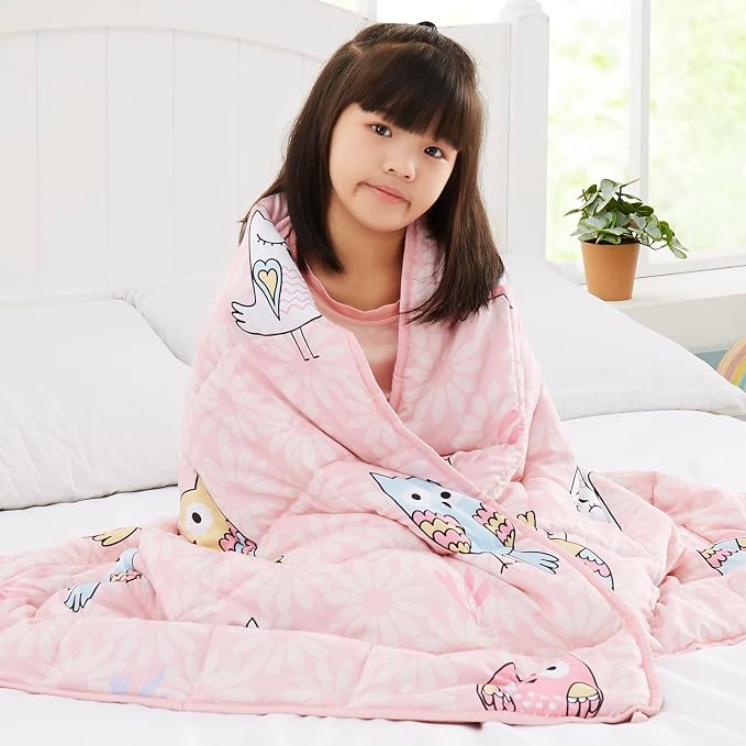 Weighted Blanket (5 lbs, 36" x 48") Cooling Throw Heavy Blanket for Sleeping Apply to 40-60 lbs, Soft Thick Breathable Blanket with Glass Bead, Easy Care