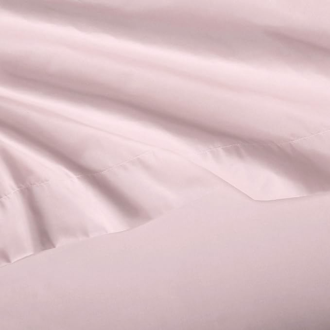 Amazon Basics Kid's Soft, Breathable, Easy-Wash Microfiber 3-Piece Sheet Set, Machine Washable, Twin, Light Pink, Solid