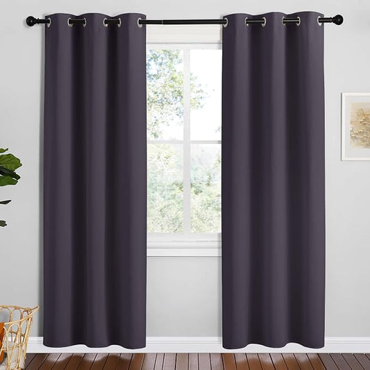 NICETOWN Greyish Purple Blackout Curtains for Bedroom, 2 Panels, 42" x 78" | Thermal Insulated Decoration Drapes for Office Window