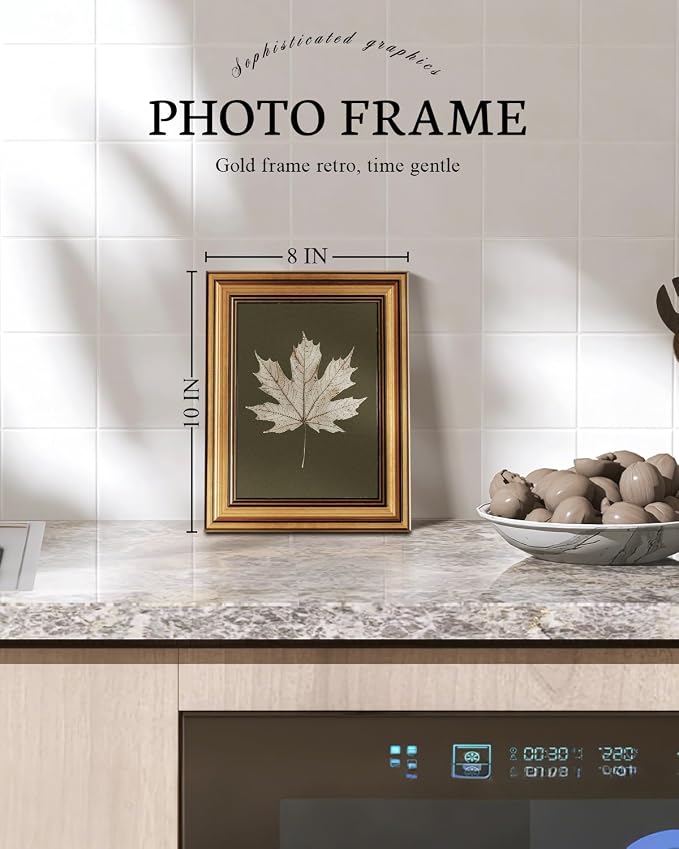 VIYYIEA Vintage Gold Framed Wall Art for Living Room, Maple Leaf Canvas Prints Home Decor, Oil Painting Picture, Bedroom Wall Decor Gifts for Friends or Family -【Maple Leaf Specimen】-(10L x 8W)