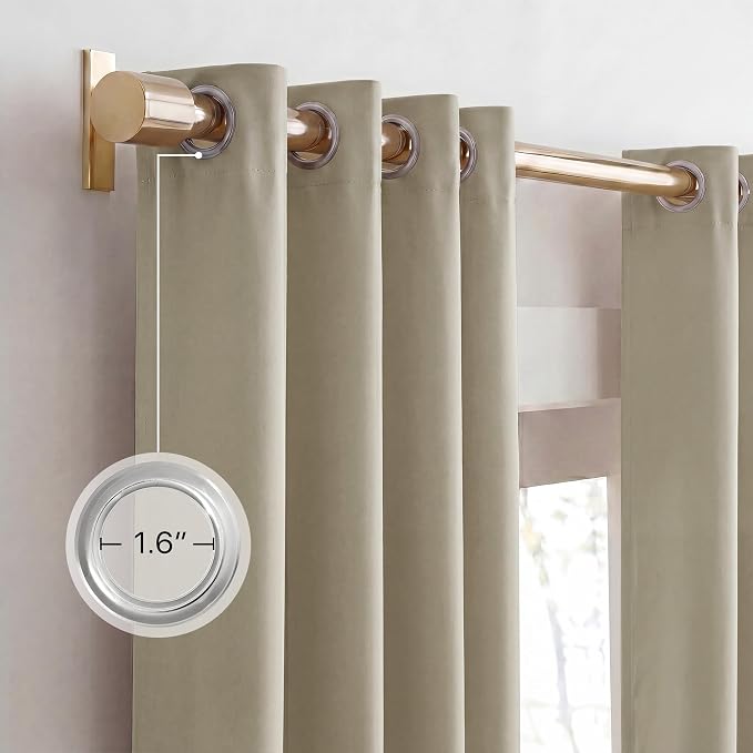 NICETOWN Cream Blackout Curtains for Living Room 52" w x 84" L 2 Panels | 100% Room Darkening Thermal Insulated Farmhouse Window Drapes for Bedroom, Light Blocking Noise Reducing Energy Saving Decor