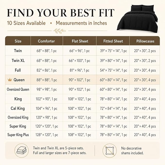Queen Comforter Set Beige - 7 Pieces Bed in a Bag | OEKO-TEX Certified, All-Season, Bedroom, Guest Room, Down-Alternative Comforter + Flat & Fitted Sheets + 4 Pillowcases