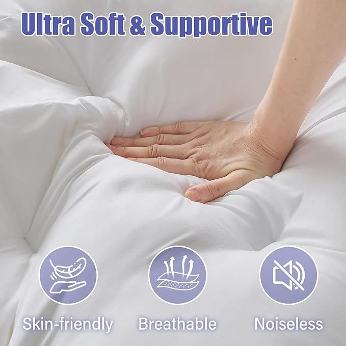 WhatsBedding 4 Inch Memory Foam Mattress Topper Twin Size for Back Pain Relief, Filled with Breathable Gel Memory Foam, Supportive Pillow Top Mattress Topper