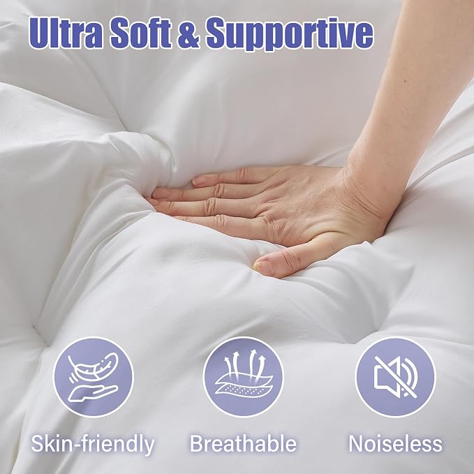 WhatsBedding 4 Inch Memory Foam Mattress Topper King for Back Pain Relief, Filled with Breathable Gel Memory Foam, Supportive Pillow Top Mattress Topper