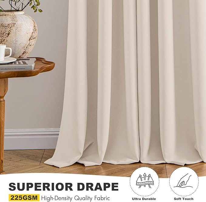 MIULEE Blackout Curtains for Bedroom 2 Panels 40 x 84 Inch Long Champagne | Thermal Insulated, Living Room Darkening Grommet Drapes, Noise Reducing, Light Blocking Window Treatments