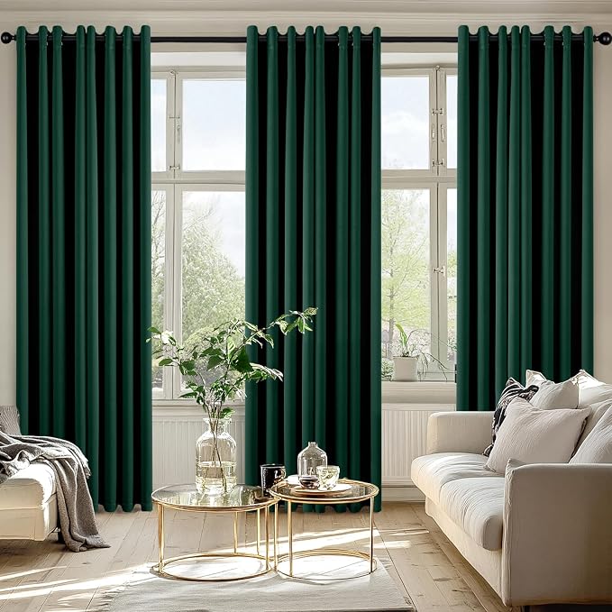 MIULEE Blackout Curtains for Bedroom 2 Panel 50 x 84 Inch Long Hunter Green | Thermal Insulated, Living Room Darkening Grommet Drapes, Noise Reducing, Light Blocking Window Treatments