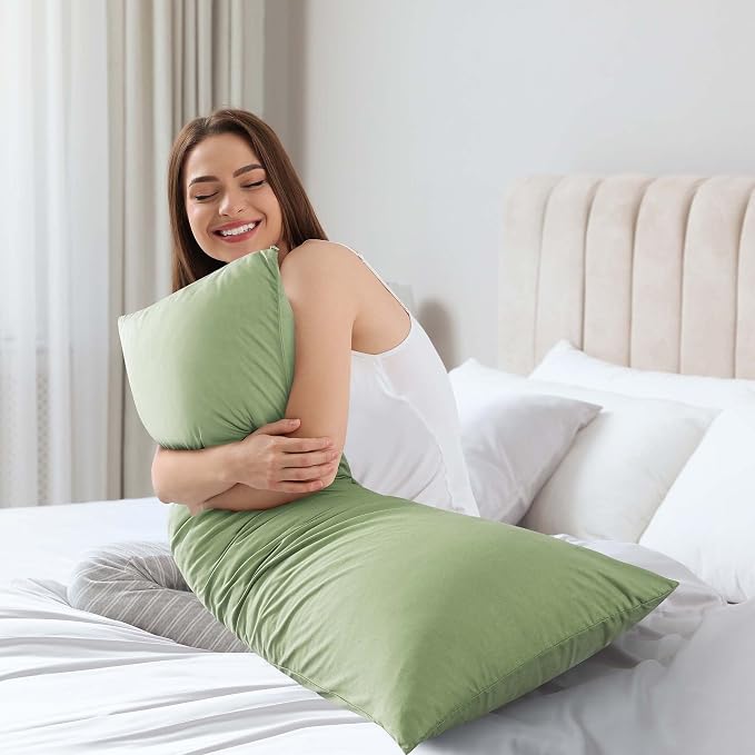 WhatsBedding Memory Foam Body Pillow with Cover, Long Bed Pillow for Adults | Breathable Zippered Cotton Cover,Long Pillow for Sleeping, Firm Pillow Fluffy Supportive for Side Sleepers