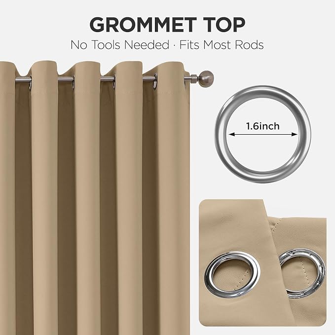 Joydeco Door Curtain Blackout Curtains for Doorway Privacy Closet Drapes | Room Divider Curtains for Bedroom Living Room, Sliding Door Curtains for Open Closet (Light Beige, 52Wx96L, 1 Panel)
