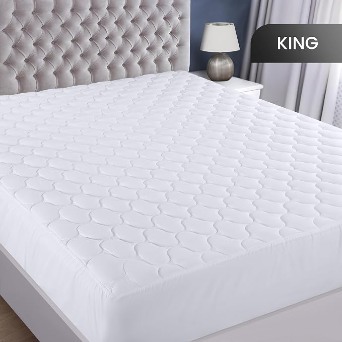 Waterproof King Mattress Protector, Quilted Fitted Mattress Pad, White | Deep Pockets fits upto 16" Deep, 100% Waterproof Mattress Cover Soft Breathable & Noiseless Mattress Topper by Utopia Bedding