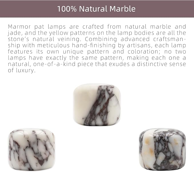 Marmor Marble Lamp Table Lamp Unique Stone Touch Lamp Pat Lamp Type-C 3 Way Bedside Lamp Ambient Light Bedroom Stands Night Light Decorative LED Warm Portable Lamp Rechargeable