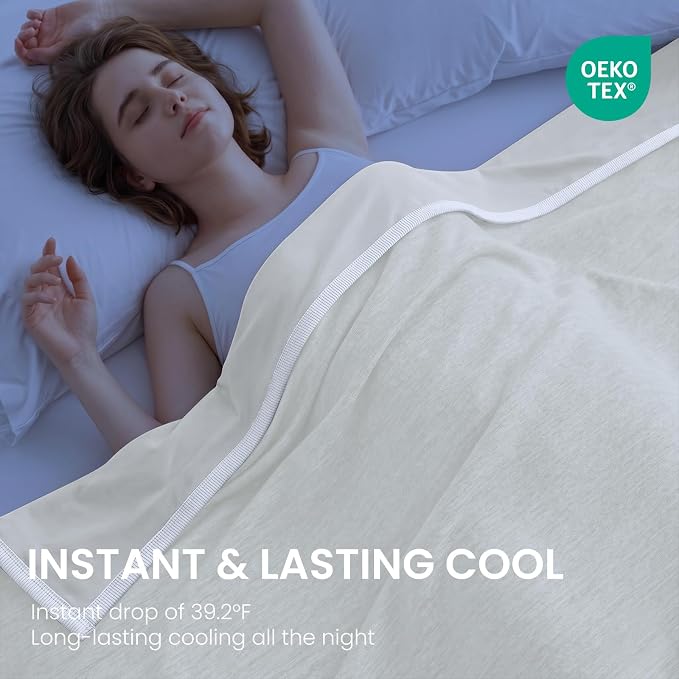 Topcee Cooling Blanket Throw 50"x70" for Hot Sleepers Summer Blanket | Absorbs Heat Cold Summer Blanket for Night Sweats & Menopause Q-Max>0.5 Lightweight Breathable Soft Double-Side Cooling