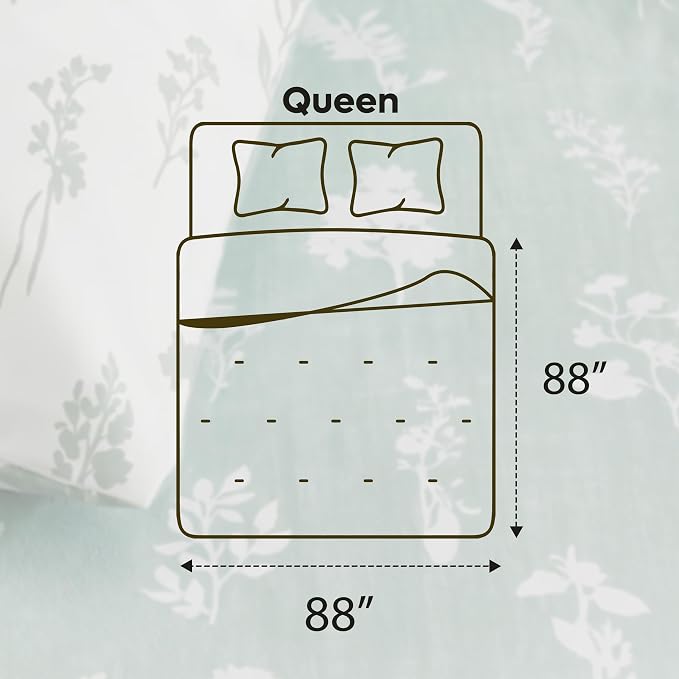 Utopia Bedding 3 Pc Queen Comforter Set, Printed Comforter, Meadow Mist | Comforter Set Includes Comforter (88x88) Inches, 2 Shams (20x26) Inches. Soft Microfiber Down Alternative, Machine Washable.