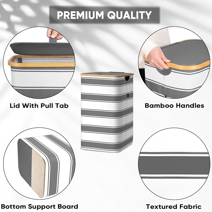 BALEINE 70L Laundry Hamper with Lid, Large Laundry Basket Bin | Large Capacity, Easy-Access Lid, Shape-Retaining Structure, Pull Handles, Ideal for Bedroom, Dorm, Laundry Room