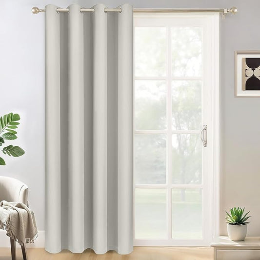Yakamok Light Beige Room Darkening Curtains 84 inch Sliding Door Drapes | 1 Extra-wide Panel,W52xL84,Soft Triple-weave,Grommet,Blackout Thermal Insulated Drapes,Privacy,Light Reduction,Patio doors