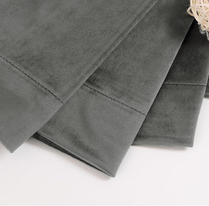 BGment Grey Velvet Curtains 90 Inches Long Blackout Curtains for Bedroom | Thermal Insulated, Luxury, Room Darkening, Energy Saving, Living Room, Back Tab Rod Pocket, Set of 2 Panels,52 x 90 Inch