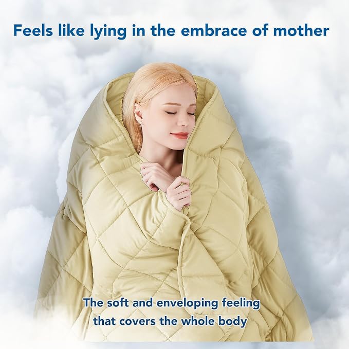 Weighted Blanket for Adults (15 lbs, 48" x 72") Twin Size Soft Cooling Heavy Blanket Sleeping, Apply to 130-160 lbs Body, Thick Breathable Blanket with Glass Bead, Easy Care
