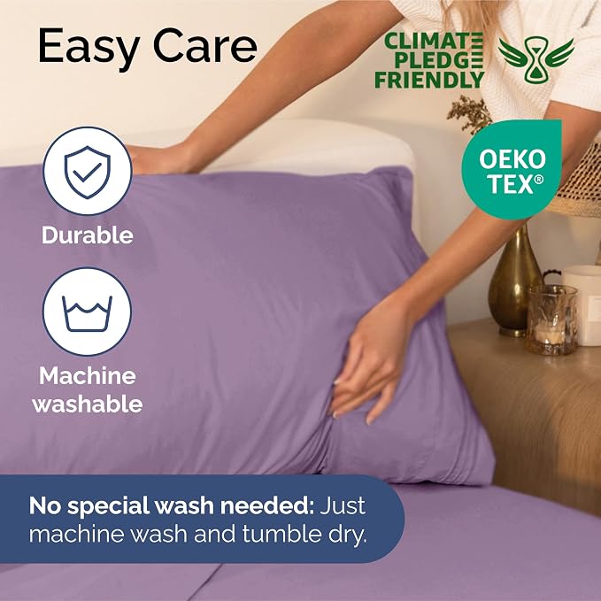 King Size 4 Piece Sheet Set - Ultra Soft & Cooling Sheets - Lilac | Fits 8 Inch to 16 inch Mattress, Wrinkle Free & Fade Resistant with Deep Pockets, Breathable, Comfy Hotel Luxury Bedding