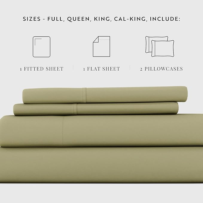 Linen Market Queen Sheet Set 4 Piece - Ultra Comfortable & Breathable Cooling Queen Bed Sheets - Deep Pocket & Wrinkle-Free Sheets Fits 16" Mattress - Extra Soft & Oeko-TEX Certified - Sage