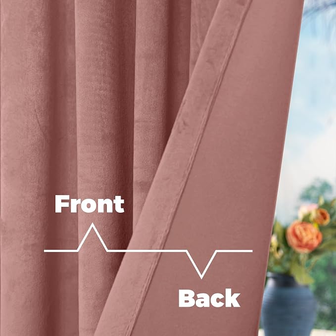 BGment Dusty Rose Pink Velvet Blackout Curtains 84 Inches for Living Room | Soundproof, Thermal Insulated, Room Darkening, Noise Reducing, Energy Saving, Back Tab Rod Pocket, 2 Panels, 60 x 84 Inch