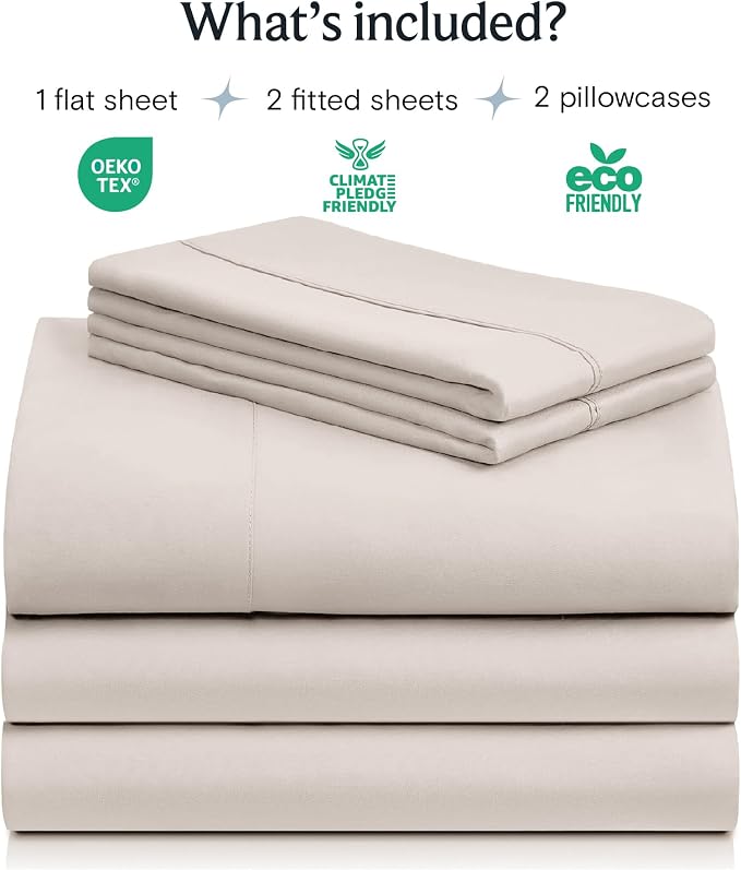 Split King Sheets for Adjustable Bed, Soft Deep Pocket Bed Sheets Set, 5PC | LuxClub Silky Fitted Sheet & Pillowcase Sets, Breathable Hotel Luxury Bedding for Mattress Wrinkle Free, Linen