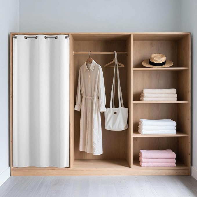 Joydeco Door Curtain Blackout Curtains for Doorway Privacy Closet Drapes | Room Divider Curtains for Bedroom Living Room, Sliding Door Curtains for Open Closet (Pure White, 52Wx78L, 1 Panel)