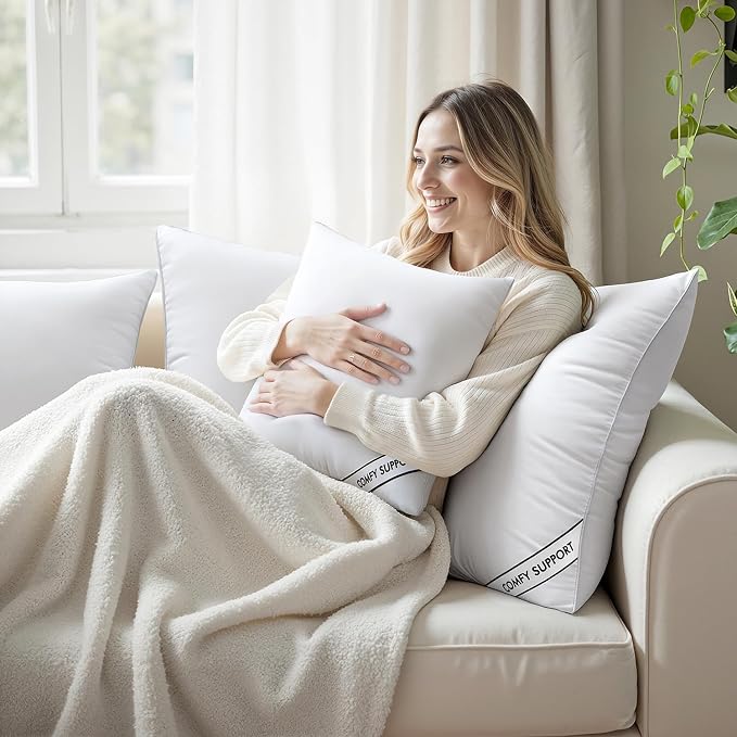MIULEE 24x24 Pillows Inserts Pack of 2, Down Alternative Virgin Filling | Decorative Pillow Insert, Comfy Support Throw Pillows for Sofa Couch Bed